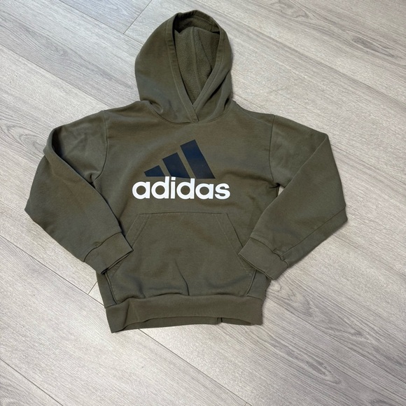 Adidas Kids Dark Green Hoodie - Picture 1 of 7